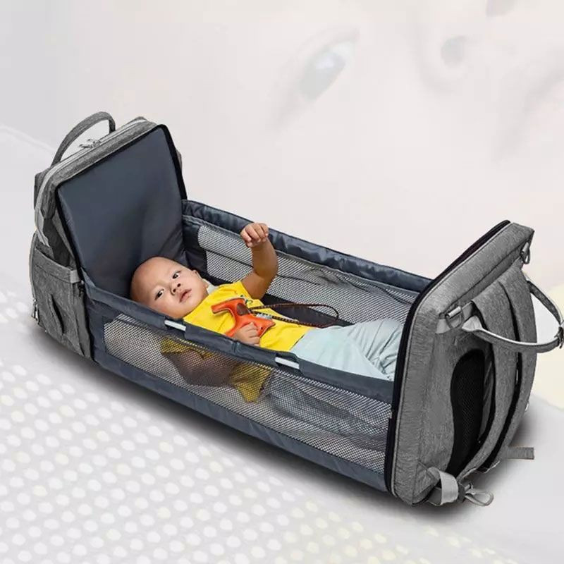 شنطة الام سرير وللوازم البيبي FJY-15-6002 رمادي