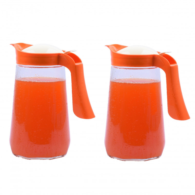 إبريق ماء للشرب مكون من قطعتين شفاف/برتقالي 1500 م...