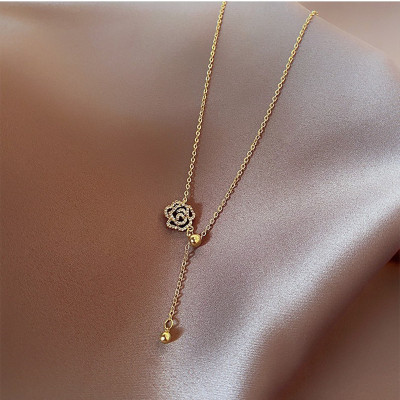 موضة جديدة أنيقة قلادة كاميليا سوداء للنساء الفتيا...