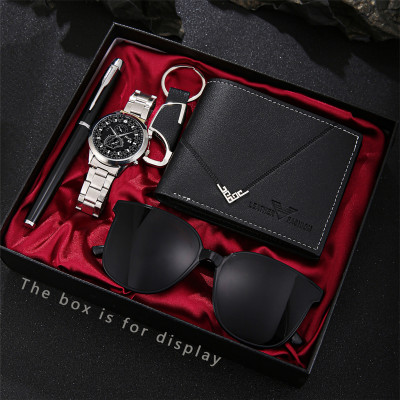 مجموعة ساعات رجالية عصرية 5 قطع - طقم ساعات + نظار...