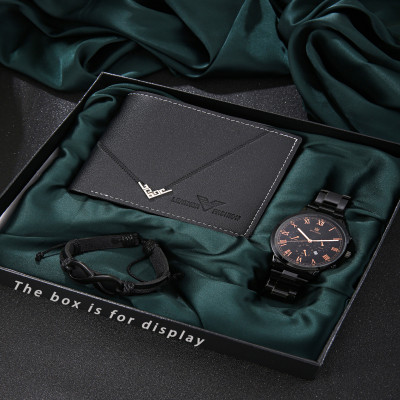 طقم ساعات رجالية عصري وبسيط، حزام معدني، محفظة شخص...