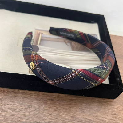 النمط البريطاني مخطط منقوشة إكسسوارات الشعر سميكة...