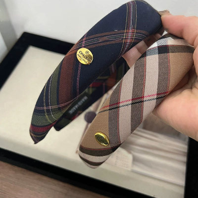 النمط البريطاني مخطط منقوشة إكسسوارات الشعر سميكة...