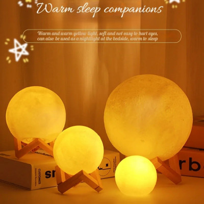 مصباح قمر ليد ثلاثي الأبعاد لغرفة النوم ، إضاءة لي...
