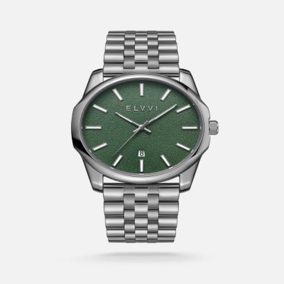 ساعة رجاليه من إلڤي باللون الفضي