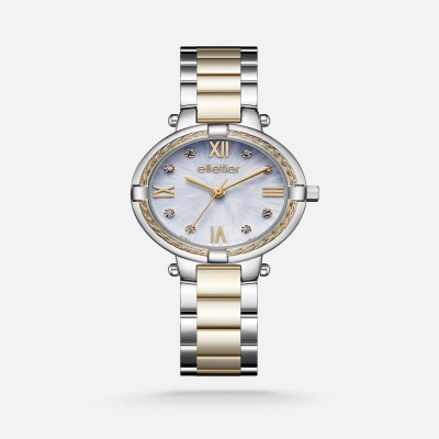 ساعة نسائيه ستيل بلون فضي وذهبي
