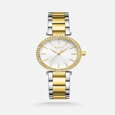 ساعة نسائيه من إلڤي بلون فضي وذهبي