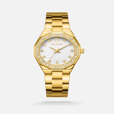 ساعة نسائيه من إلڤي باللون الذهبي
