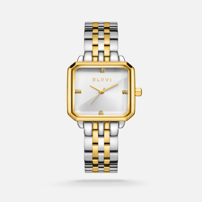 ساعة نسائيه من إلڤي بلون فضي وذهبي