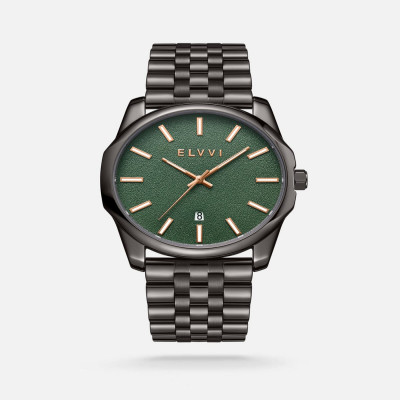 ساعة رجاليه من إلڤي باللون الأسود