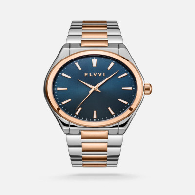 ساعة رجاليه من إلڤي بلون فضي ونحاسي