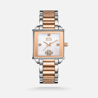 ساعة نسائيه ستيل بلون فضي وروز قولد