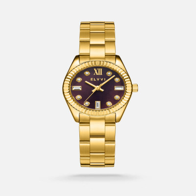 ساعة نسائيه من إلڤي باللون الذهبي