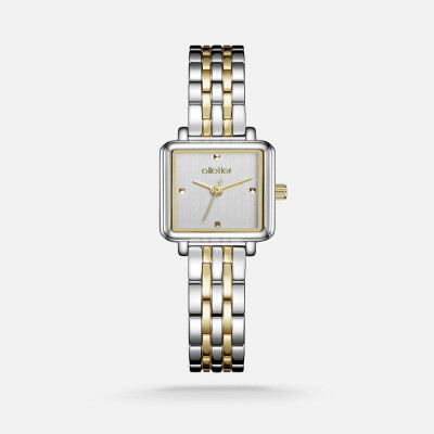 ساعة نسائيه ستيل بلون فضي وذهبي