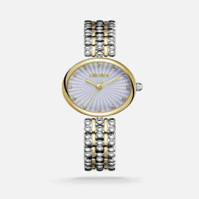 ساعة نسائيه ستيل بلون فضي وذهبي