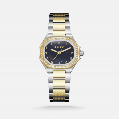 ساعة نجود النسائيه بلون فضي وذهبي