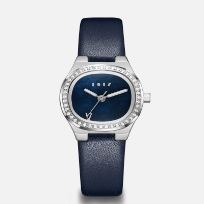 ساعة شيخه من الجلد بلون أزرق