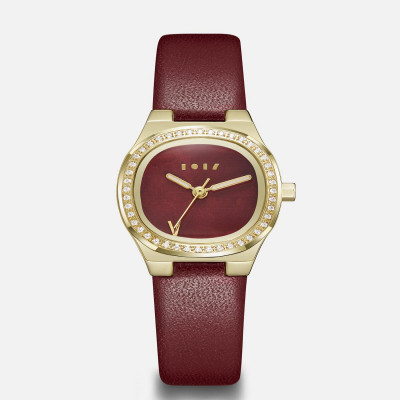 ساعة شيخه من الجلد بلون عودي