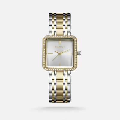 ساعة نسائيه ستيل بلون فضي وذهبي