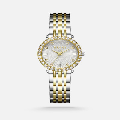 ساعة نسائيه ستيل بلون فضي وذهبي