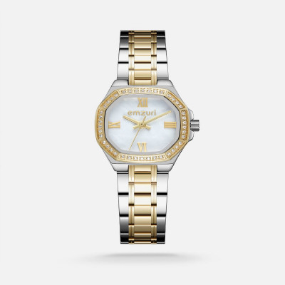 ساعة نسائيه ستيل بلون فضي وذهبي