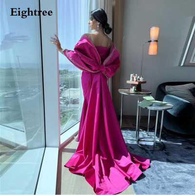Eighree Fuchsia Saudi Arabia Prom Dresses Stain Sp...