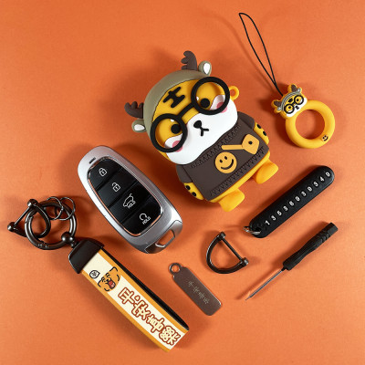 جرابات مفاتيح سيارة من الكرتون النمر ، أغطية مفاتي...