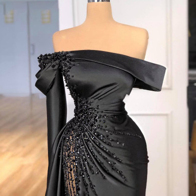 Lily Off-shoulder Black Pageant Party Gown Luxury...
