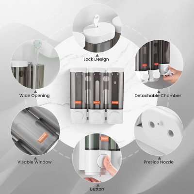 موزع الصابون السائل، موزع دش وغسول ثلاثي الرؤوس، ح...