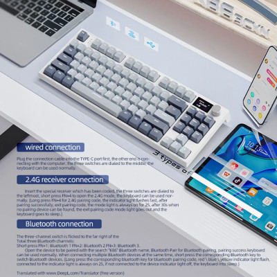 لوحة مفاتيح ميكانيكية لاسلكية Attack Shark K86 RGB...