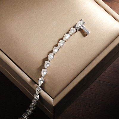 KNOBSPIN 3x5 مللي متر الكمثرى قطع مويسانيتي أساور...