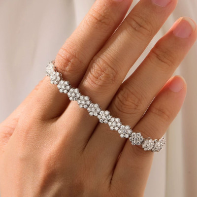 KNOBSPIN جميع 2 مللي متر مويسانيتي سوار للتنس كامل...