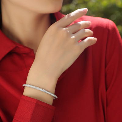 سوار تنس مويسانيتي 925 مطلي بالفضة الاسترليني سوار...