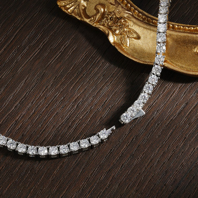 KNOBSPIN D اللون مويسانيتي تنس قلادة 925 فضة مطلي...