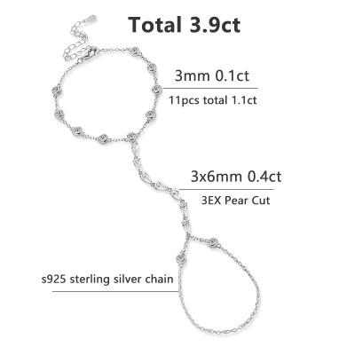 KNOBSPIN 3 مللي متر مويسانيتي فنجر أساور للنساء 15...