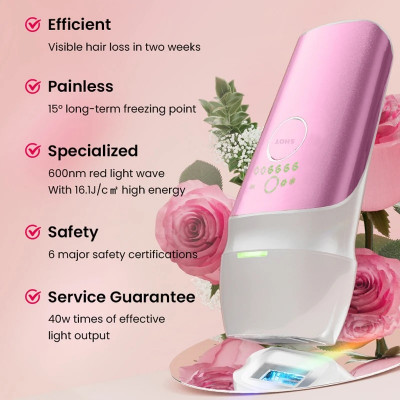 جهاز نزع الشعر بالليزر للنساء ، ومضات ، وردي بارد...