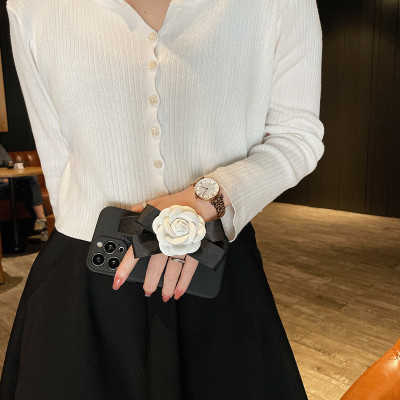 Luxury Leather Camellia Phone Case For iPhone 16 1...