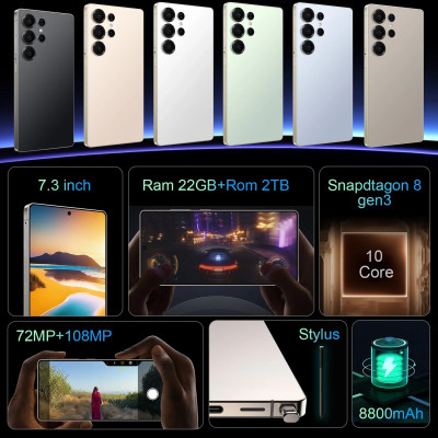 هواتف محمولة S25 Ultra 7.3HD هاتف ذكي أصلي 5G ثنائ...