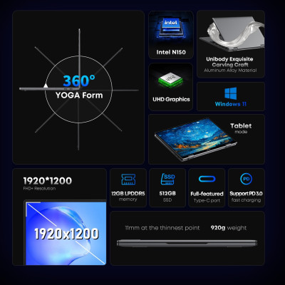 كمبيوتر محمول CHUWI MiniBook X N150 بشاشة 10.51 بو...