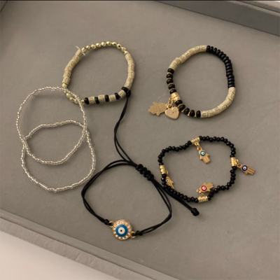 خمر بوهيميا متعدد الطبقات مطاطا مطرز أساور مجموعة...