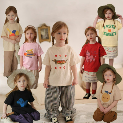 2025 Summer 1-8 Years Kids Tees Casual Cotton Chil...