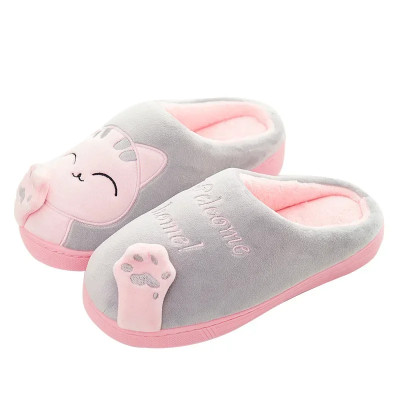 Women Winter Warm Slippers Cartoon Cat Shoes Furry...