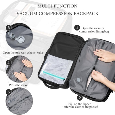 60L Expandable Vacuum Backpack with Sealed Compres...