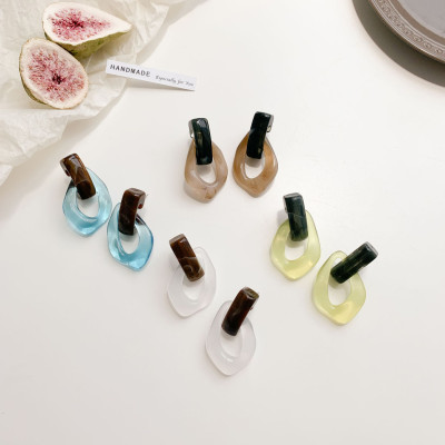 2024 New Jewelry Trendy Transparent Resin Hoop Ear...