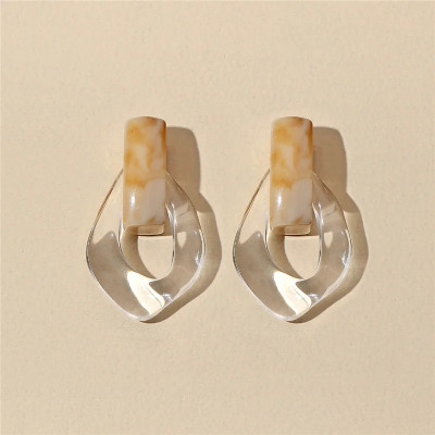2024 New Jewelry Trendy Transparent Resin Hoop Ear...