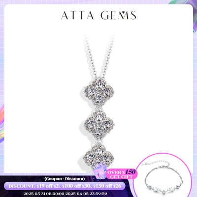 قلادة من الفضة للنساء ، لون كامل ، قلادة مويسانيتي...