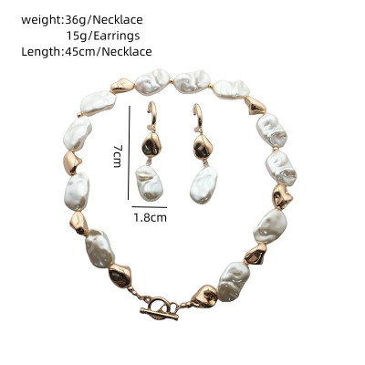 2 قطعة نمط القصر الأنيق المرأة اللؤلؤ قلادة القرط...