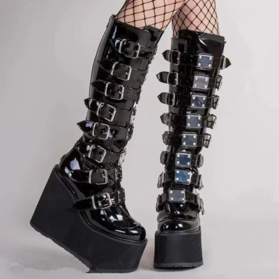 Women Boots Cosplay Ladies High Heel Platform Wedg...