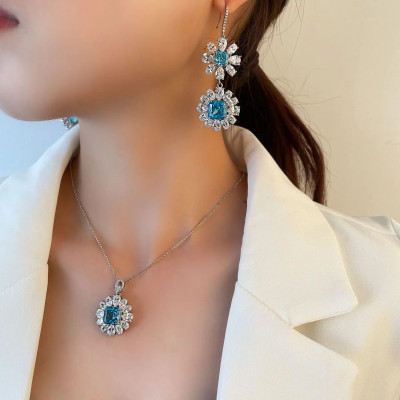 ديزي قلادة مجموعة 925 الفضة 10 قيراط عالية الكربون...