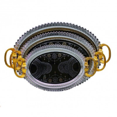 طقم طوفرية تقديم بيضاوي كروم مذهب ط3حبة